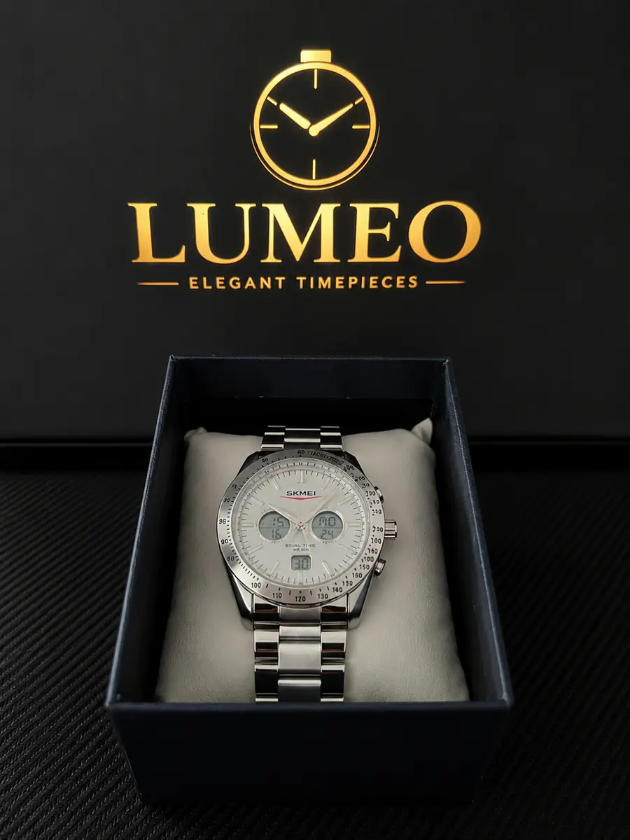 SKMEI Dual Time Steel Silver – Montre Homme Élégante & Moderne - vue 2