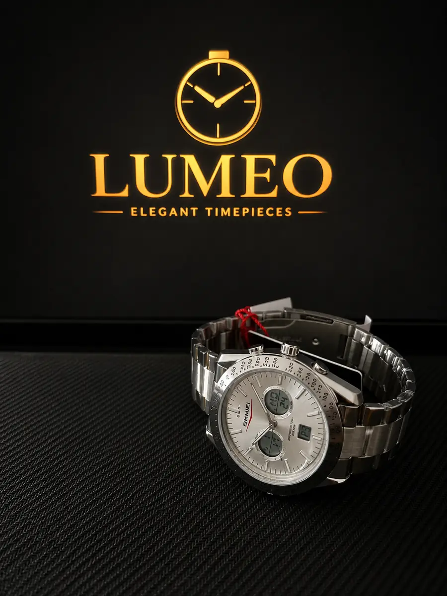SKMEI Dual Time Steel Silver – Montre Homme Élégante & Moderne - vue 4